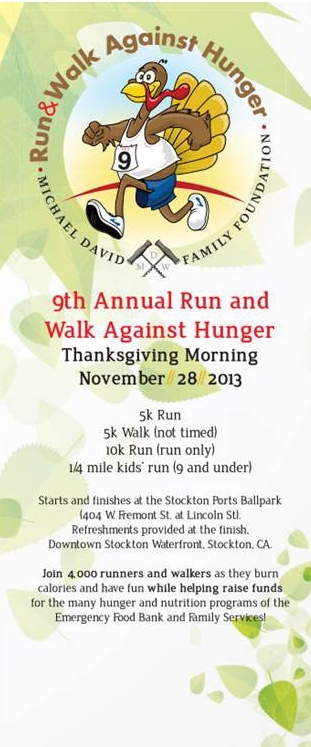 9th Annual Run and Walk Against Hunger in Stockton November 28, 2013